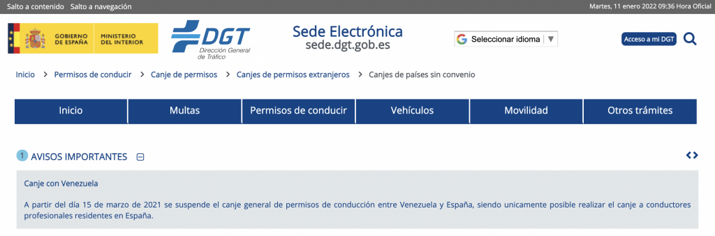 canje permiso de conducir venezolano